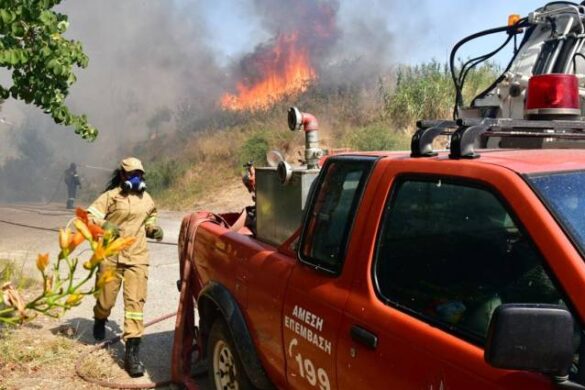 Φωτιά στον Νέο Ερινεό Αιγιαλείας – Σηκώθηκε ελικόπτερο, 42 πυροσβέστες στο σημείο