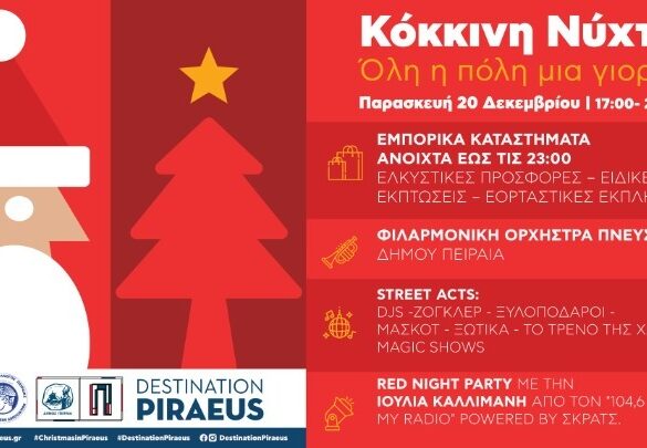 Σήμερα η «Κόκκινη Νύχτα» στον Πειραιά, με τα μαγαζιά ανοιχτά ως τις 11 το βράδυ